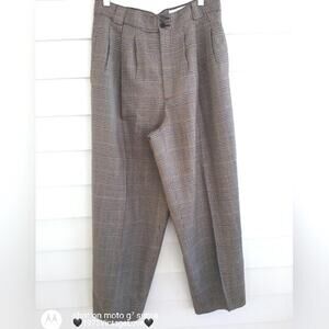 Giorgio Sant Angelo Vintage Brown Tweed Pleated Wide Leg Pocketed Wool Pants 12